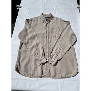 The New Ivy Brand Men's Tan Button Down Shirt 100% Linen Size XL